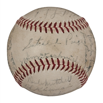 1948 World Champion Cleveland Indians Team Signed Baseball With 25 Signatures Including Paige, Feller, Doby & Boudreau (JSA)